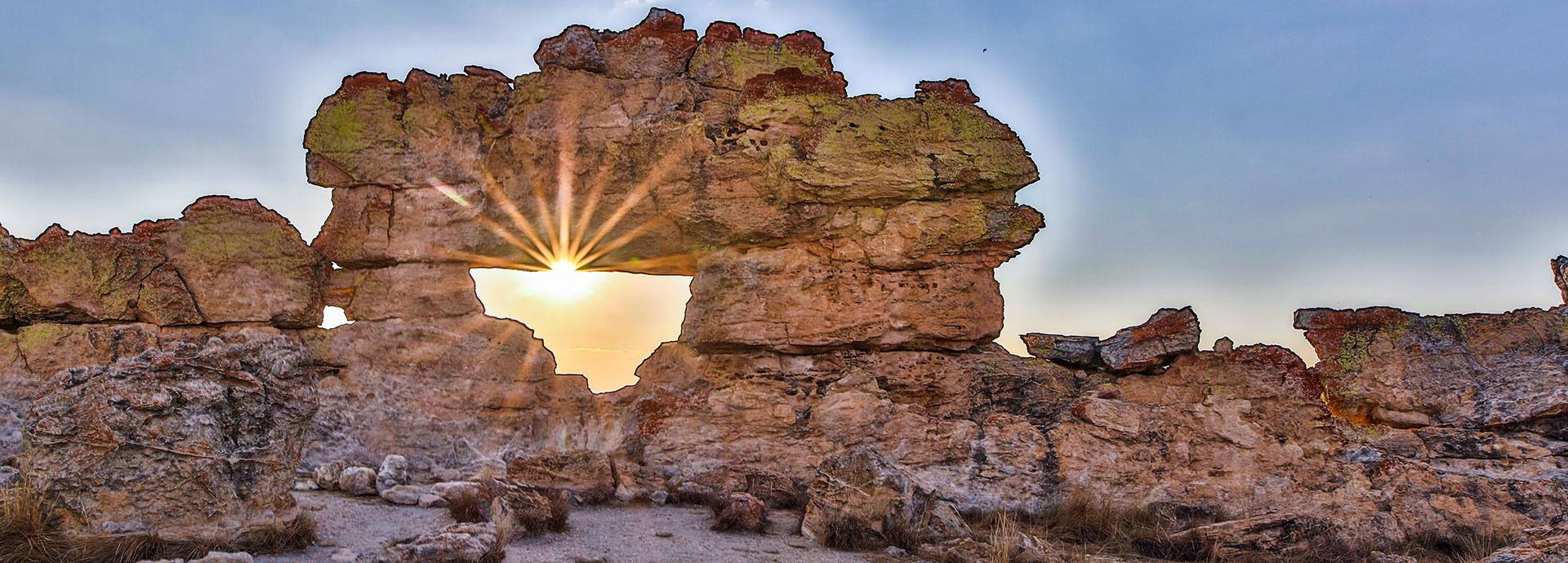 Sandstone formations can be found in every direction at Isalo Rock Lodge in Madagascar
