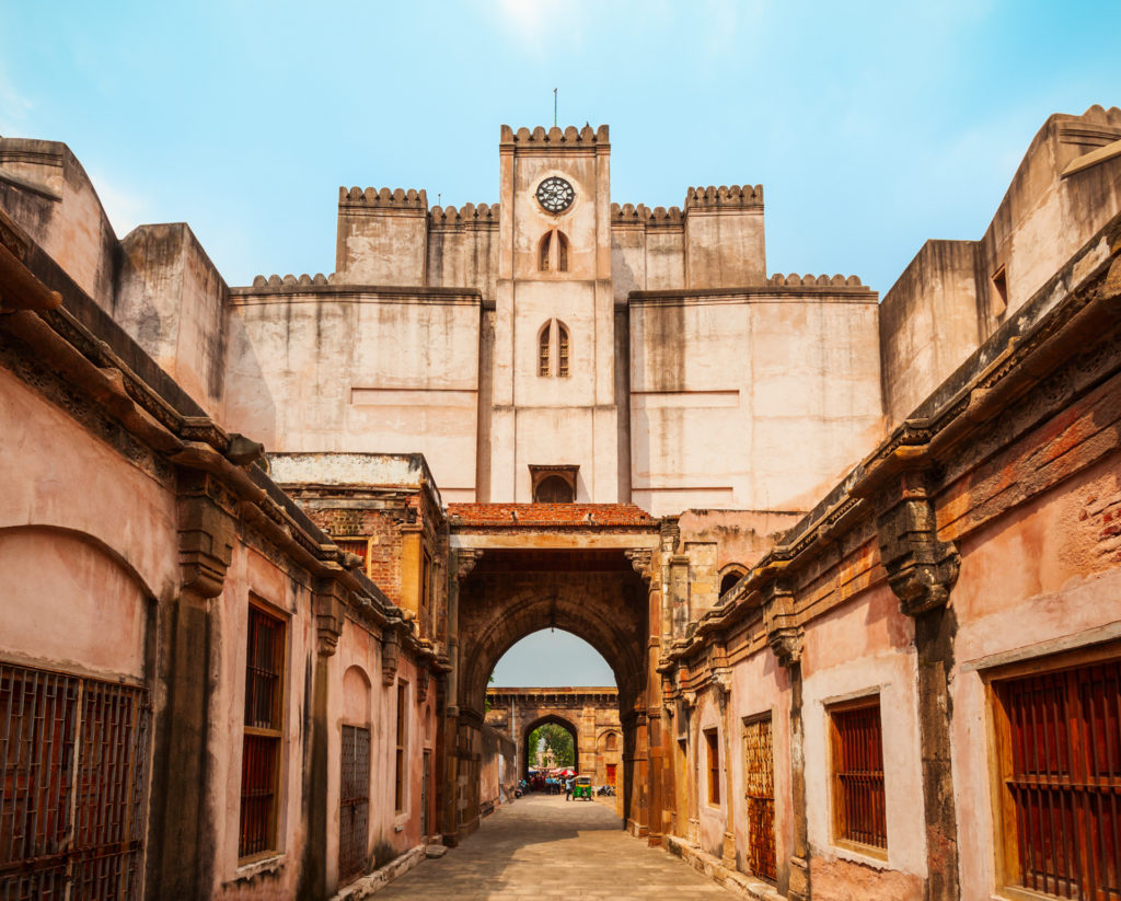 Archway and clock tower entrance at Bhadra Fort, Ahmedabad