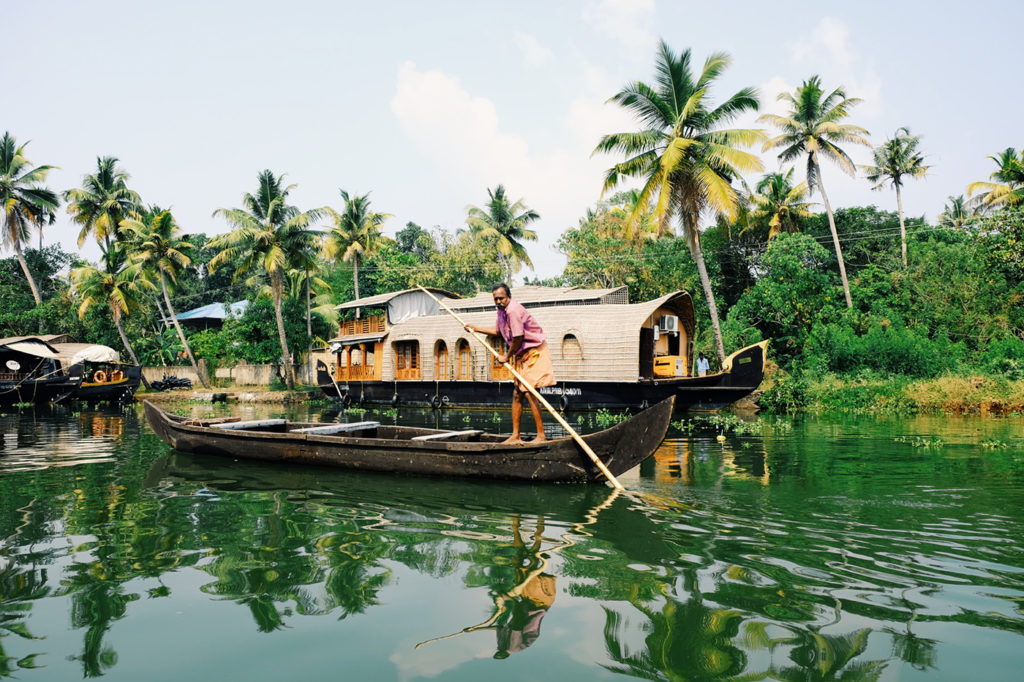 Kerala Canal with houseboat, India