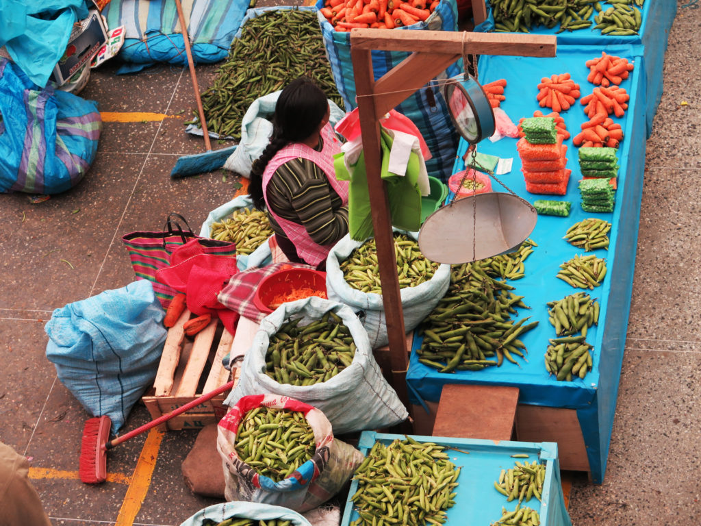Women in the market in Urubamba in the Sacred Valley near Machu Picchu, Cusco Region, Peru