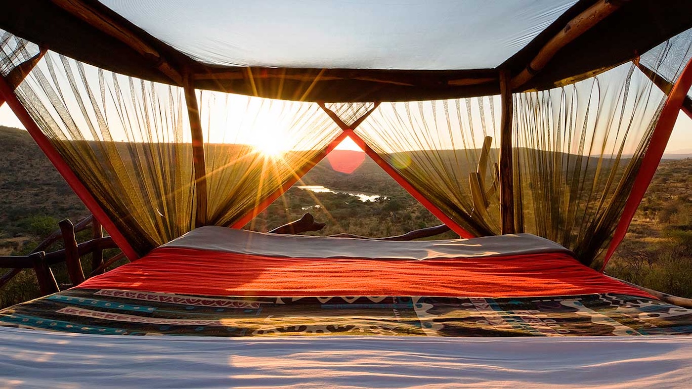 A stunning African sunset from a star bed at Loisaba Camp in Kenya