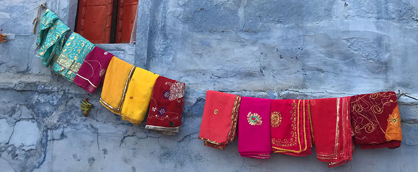 Indian textiles hanging in Jodhpur